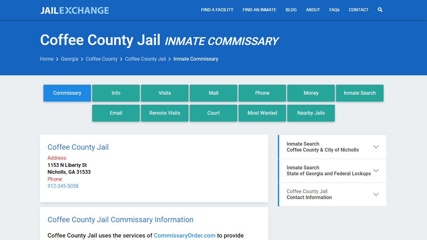 Inmate Commissary, Care Packs - Coffee County Jail, GA