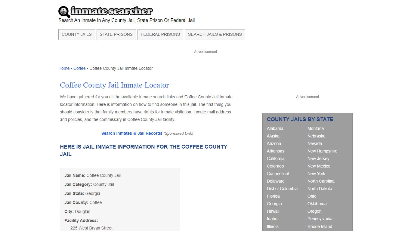 Coffee County Jail Inmate Locator - Inmate Searcher